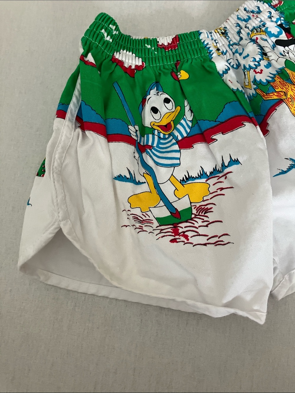 Vintage Kids Cartoon Shorts in White, Green & Yellow - Picture 5 of 7